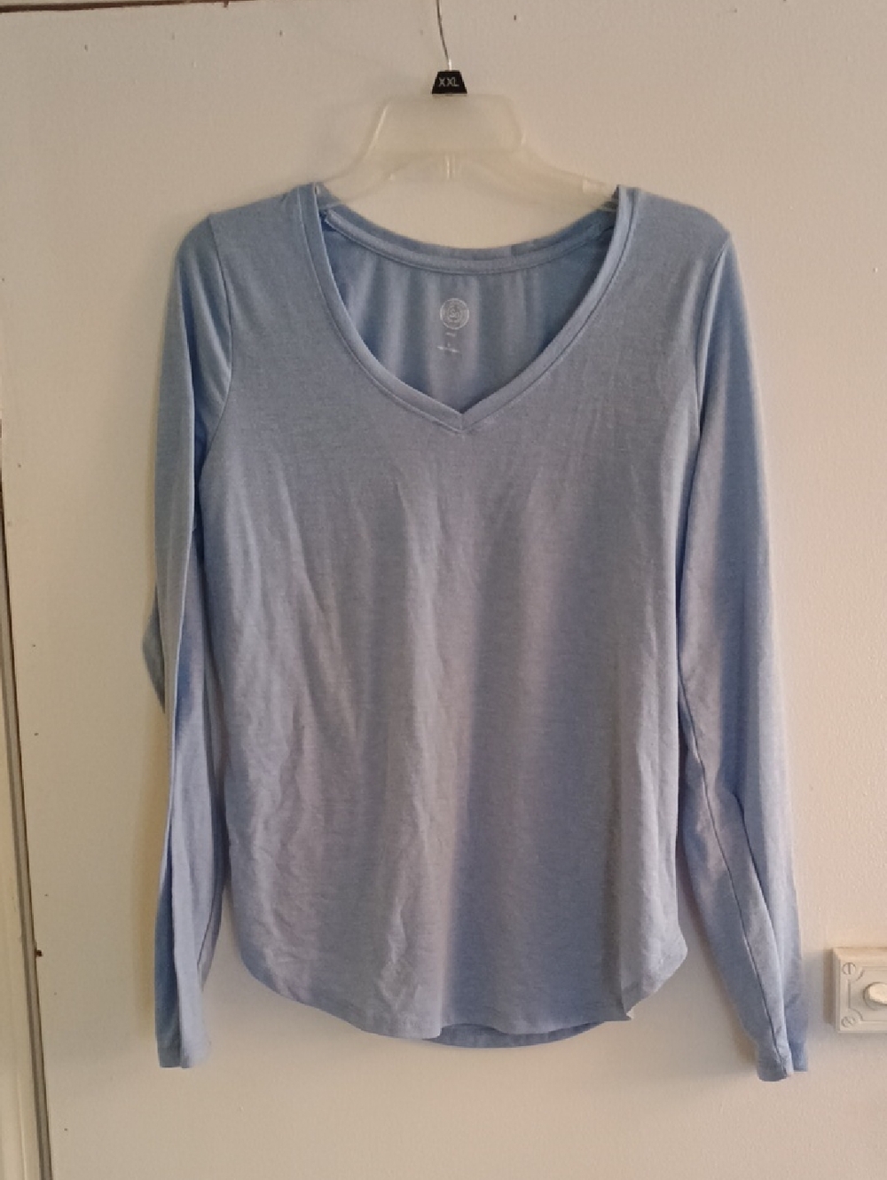 SO Women's Pale Blue V-Neck Long Sleeve Tee